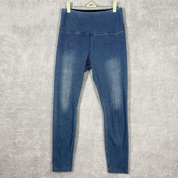 Lyssé Denim Skinny Jean Leggings Size M Med Wash Blue Pull On Smoothing Stretch‎ - Picture 1 of 12